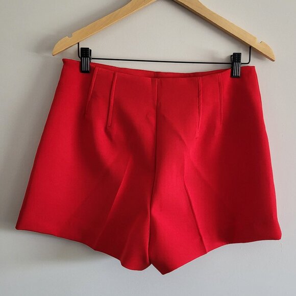 Zara Red High-Waisted Seam Shorts Size Large - Picture 5 of 7